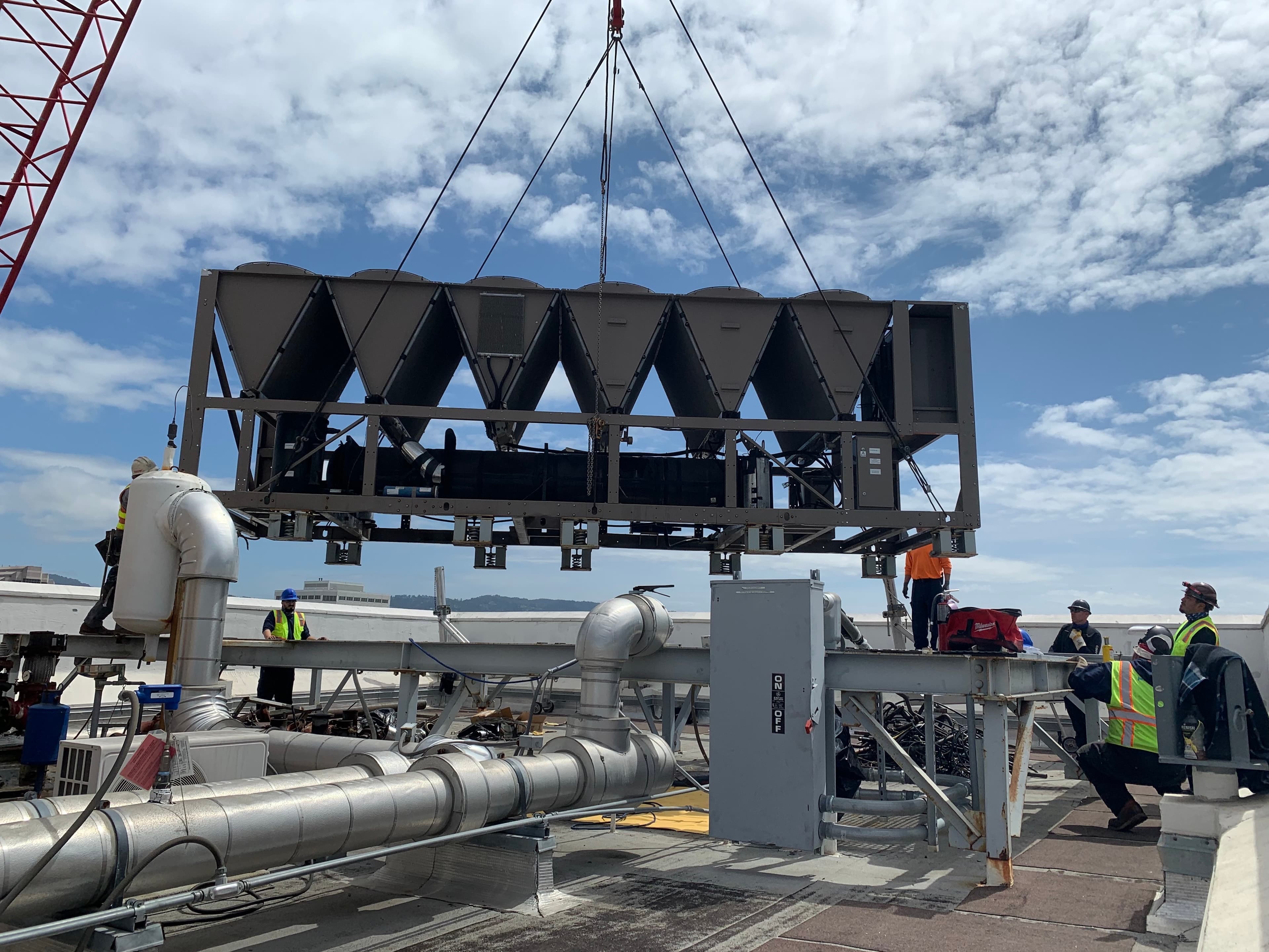 Commercial rooftop HVAC installation
